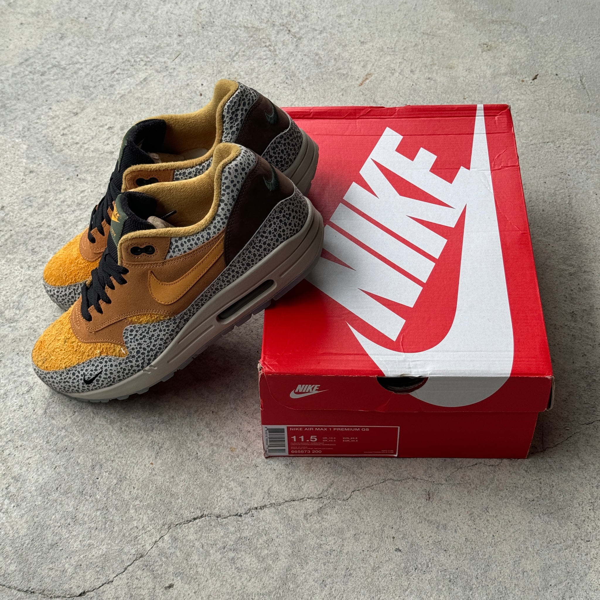 11.5 US - NIKE AIR MAX 1 SAFARI W BOX 2016