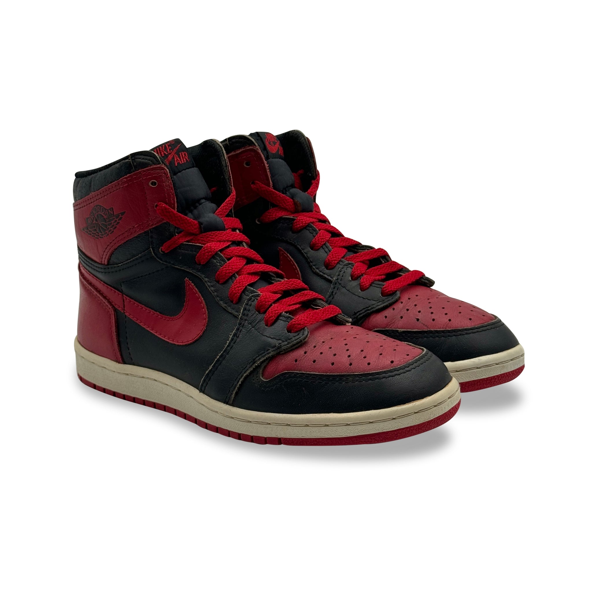 9 US - JORDAN 1 BLACK/RED W BOX 1985